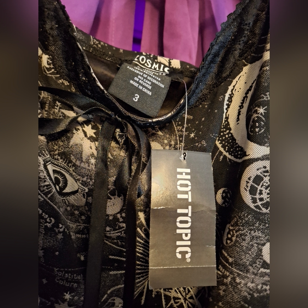 Hot Topic Plus Size Celestial Witchy Maxi Dress with slit NWT Cosmic Aura - Picture 4 of 5
